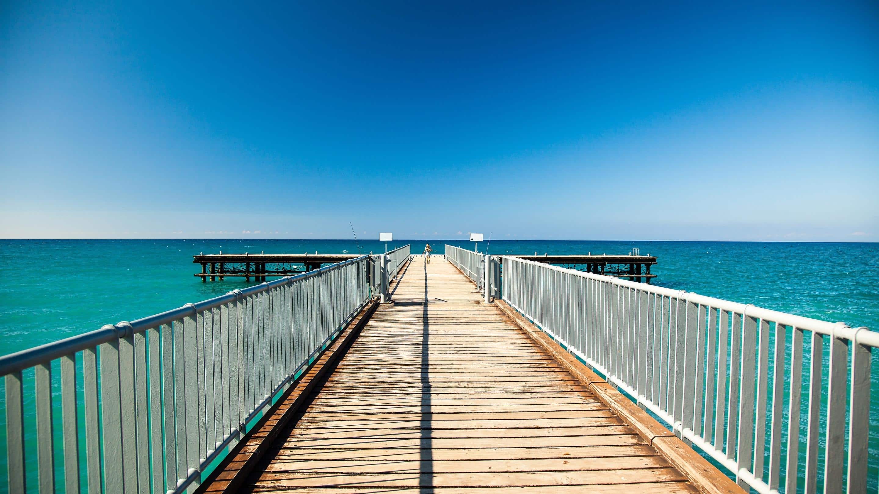 Argaka Cyprus pier looking into the azure sea